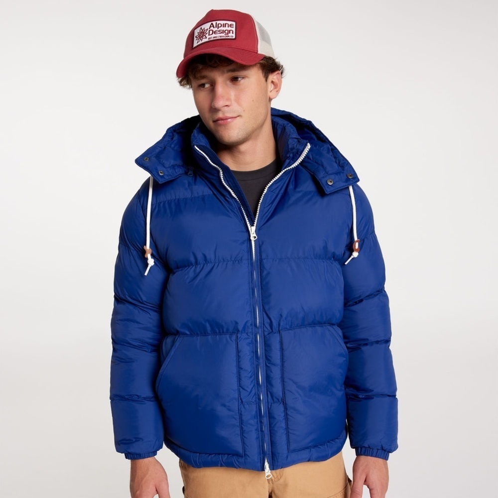 Alpine Design Puffer Jacket Men M Space Blue 1962 Retro Removable Hood. NWT!